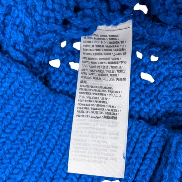 AF ABERCROMBIE &Fitch Bright Blue Chunky Knit Cable Cropped Jumper Sweater Small - Picture 6 of 7